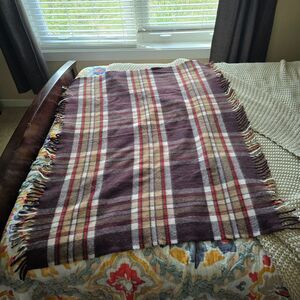 Vintage Faribo Faribault Wooleen Mill Brown Plaid  Fringed Throw Blanket